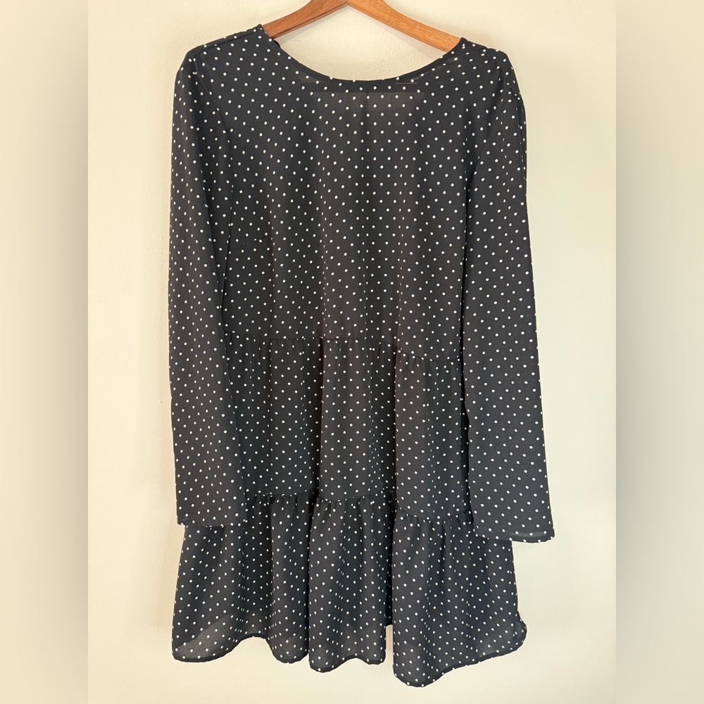 ASOS designs Polka Dot Long Sleeve ruffle hem dress in size 12
